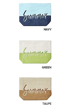 TWO TONE LETTERING SUMMER POUCH BAG