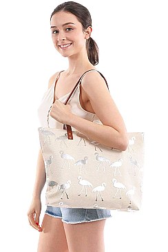 SOLID COLOR CRANE FOIL BEACH BAG