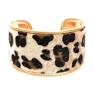 Leopard Print Leather Open Bangle MH-CB1333