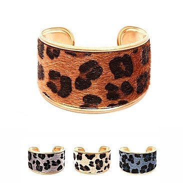 Leopard Print Leather Open Bangle MH-CB1333