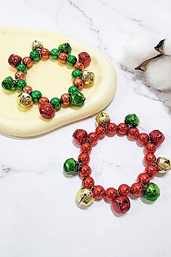 Pack of 12 Decorative Christmas Jingle Bell Bracelet Set