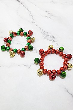 Pack of 12 Decorative Christmas Jingle Bell Bracelet Set
