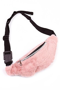Pack of (12 pieces) Vegan Fur Fanny Pack Assorted Colors FMCBG6910