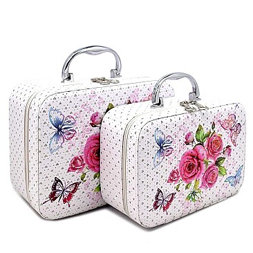 SET OF 2 COSMETIC CASES ROSES PRINT RZ-CC00274