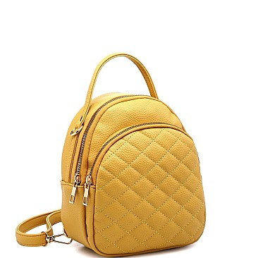 Mini Convertible Quilted Backpack Shoulder Bag
