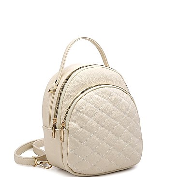 Mini Convertible Quilted Backpack Shoulder Bag