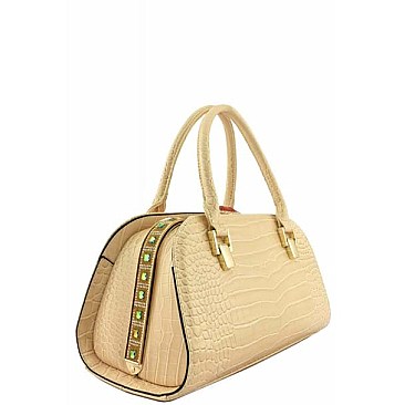 Crocodile Skin Jewel Top Satchel- RESTOCKED AS REQUESTED