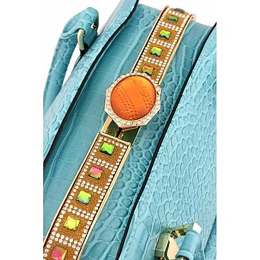 Crocodile Skin Jewel Top Satchel- RESTOCKED AS REQUESTED