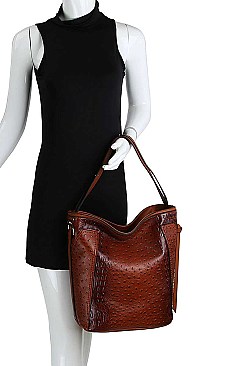 2 IN 1 OSTRICH SATCHEL WITH MATCHING WALLET