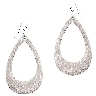 CE1119-LP Oval Shape Open-cut Leather Earring