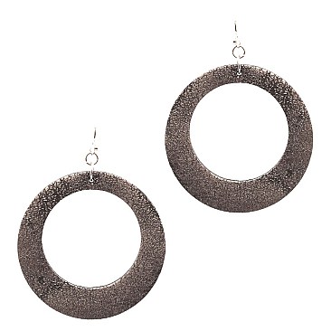 CE1123-LP Textured Leather Open-cut Round Earring