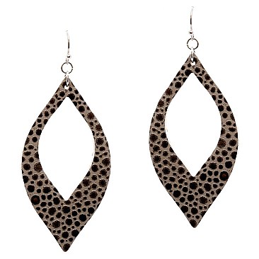 CE1128-LP Ostrich Print Open-cut Leather Earring