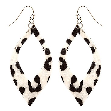 Fur Finish Fabric Leopard Print Open Cut Earring CE1146-LP