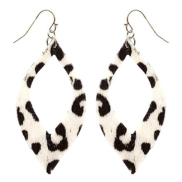 Fur Finish Fabric Leopard Print Open Cut Earring CE1146-LP