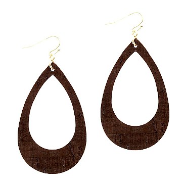 STYLISH LEATHER OPEN-CUT TEARDROP EARRINGS