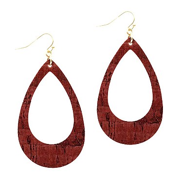 STYLISH LEATHER OPEN-CUT TEARDROP EARRINGS