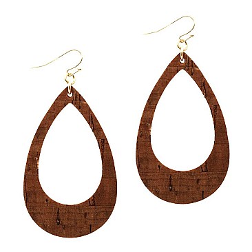 STYLISH LEATHER OPEN-CUT TEARDROP EARRINGS