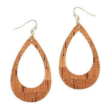 STYLISH LEATHER OPEN-CUT TEARDROP EARRINGS