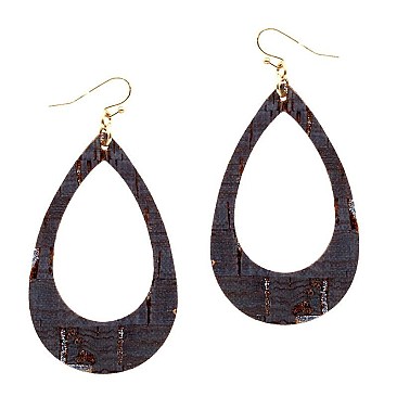 STYLISH LEATHER OPEN-CUT TEARDROP EARRINGS