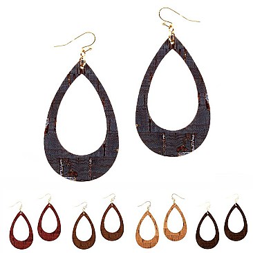 STYLISH LEATHER OPEN-CUT TEARDROP EARRINGS