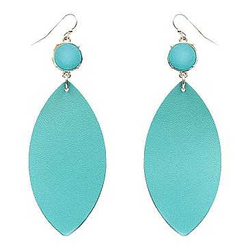 CE1741-LP Druzy Accent Oval-Shape Leather Earring