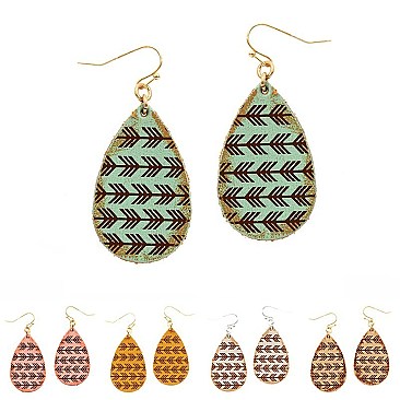 Aztec Stamp Leather Teardrop Earring MH-CE1857