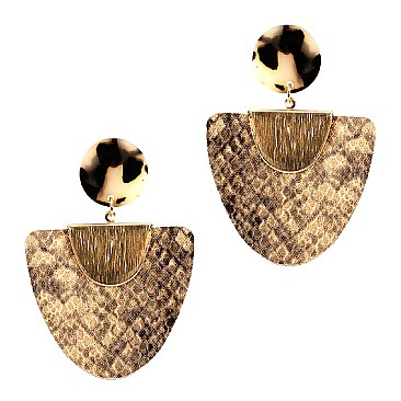 LEATHER SNAKE PRINT EARRING