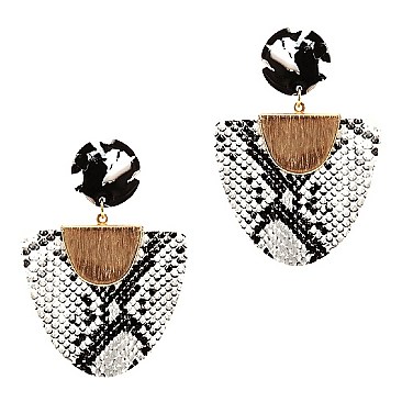 LEATHER SNAKE PRINT EARRING