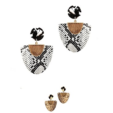 LEATHER SNAKE PRINT EARRING