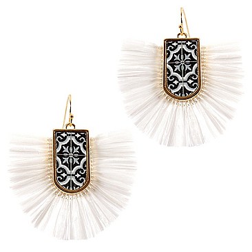 MOROCCAN RAFIA FAN BOHO EARRING
