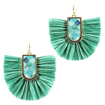 MOROCCAN RAFIA FAN BOHO EARRING