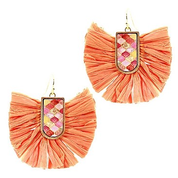 MOROCCAN RAFIA FAN BOHO EARRING