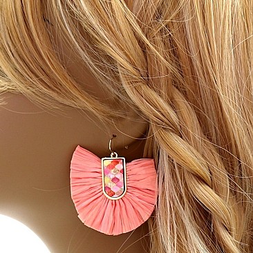 NEON TASSEL FAN BAROQUE EARRING