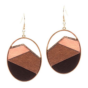 WOOD FILLED DANGLE EARRINGS