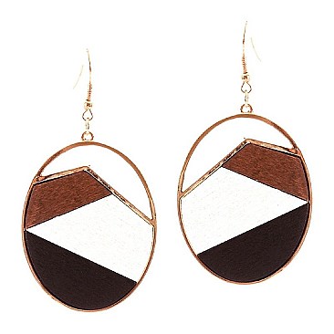 WOOD FILLED DANGLE EARRINGS