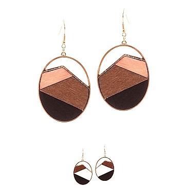 WOOD FILLED DANGLE EARRINGS