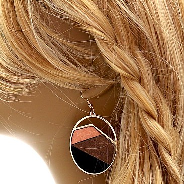 WOOD FILLED DANGLE EARRINGS