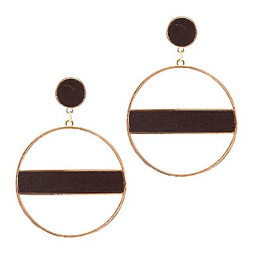 CHIC WOOD STRIPE ROUND EARRINGS