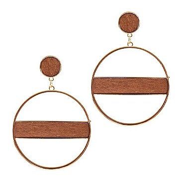 CHIC WOOD STRIPE ROUND EARRINGS