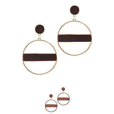 CHIC WOOD STRIPE ROUND EARRINGS