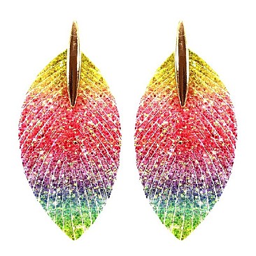 FEATHER GLITTER FRINGE EARRING