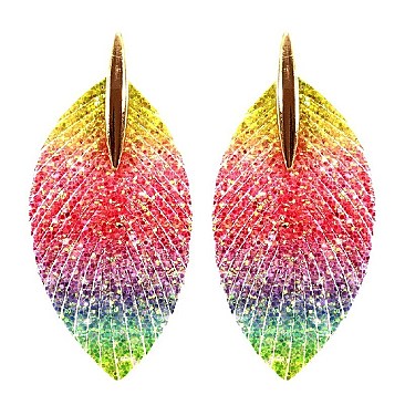 FEATHER GLITTER FRINGE EARRING