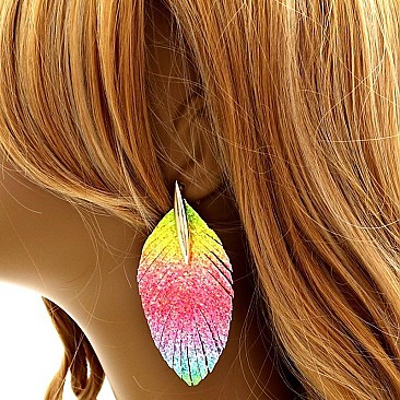 FEATHER GLITTER FRINGE EARRING