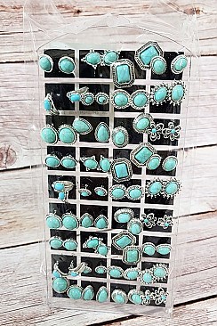 PACK OF 36 Turquoise Stud Earring Set with Display Case