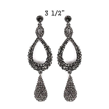 FASHIONABLE DANGLY STONE TEARDROP EARRING SLCE801