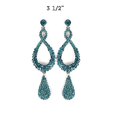 FASHIONABLE DANGLY STONE TEARDROP EARRING SLCE801