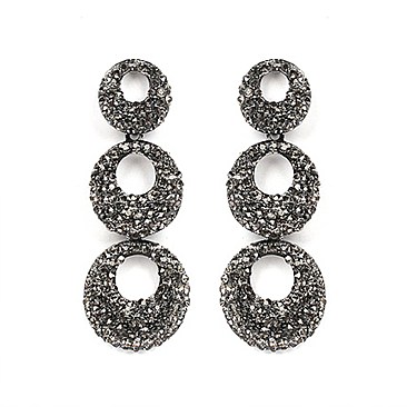 Fashionable 3 Drop Stone Encrusted Hoops Earrings SLCE807