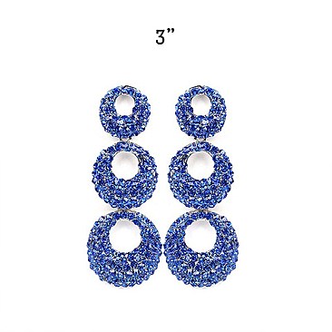 Fashionable 3 Drop Stone Encrusted Hoops Earrings SLCE807