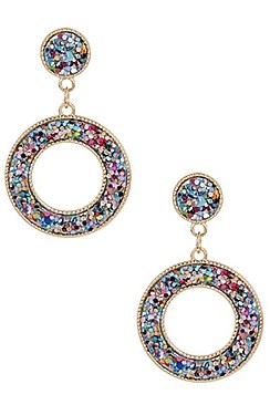 PACK OF 12 FASHION ASSORTED COLOR GLITTER DANGLE EARRING