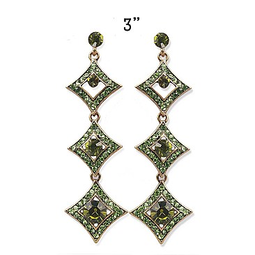 TRENDY 3 TIER DANGLY RHINESTONE EARRING SLCE870